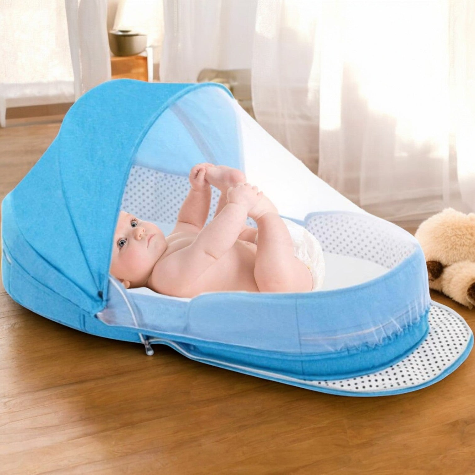 Lit Bebe Pliable - CozyNest™ - Bleu - Monde Des Bébés